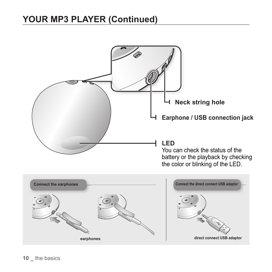 Your mp3 player (continued) | Samsung YP-S2ZB-XAA User Manual | Page 10 / 31