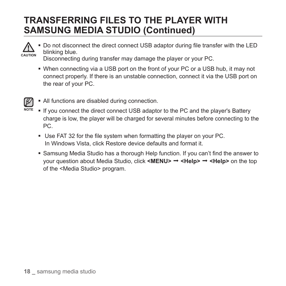 Samsung YP-S2ZB-XAA User Manual | Page 18 / 31