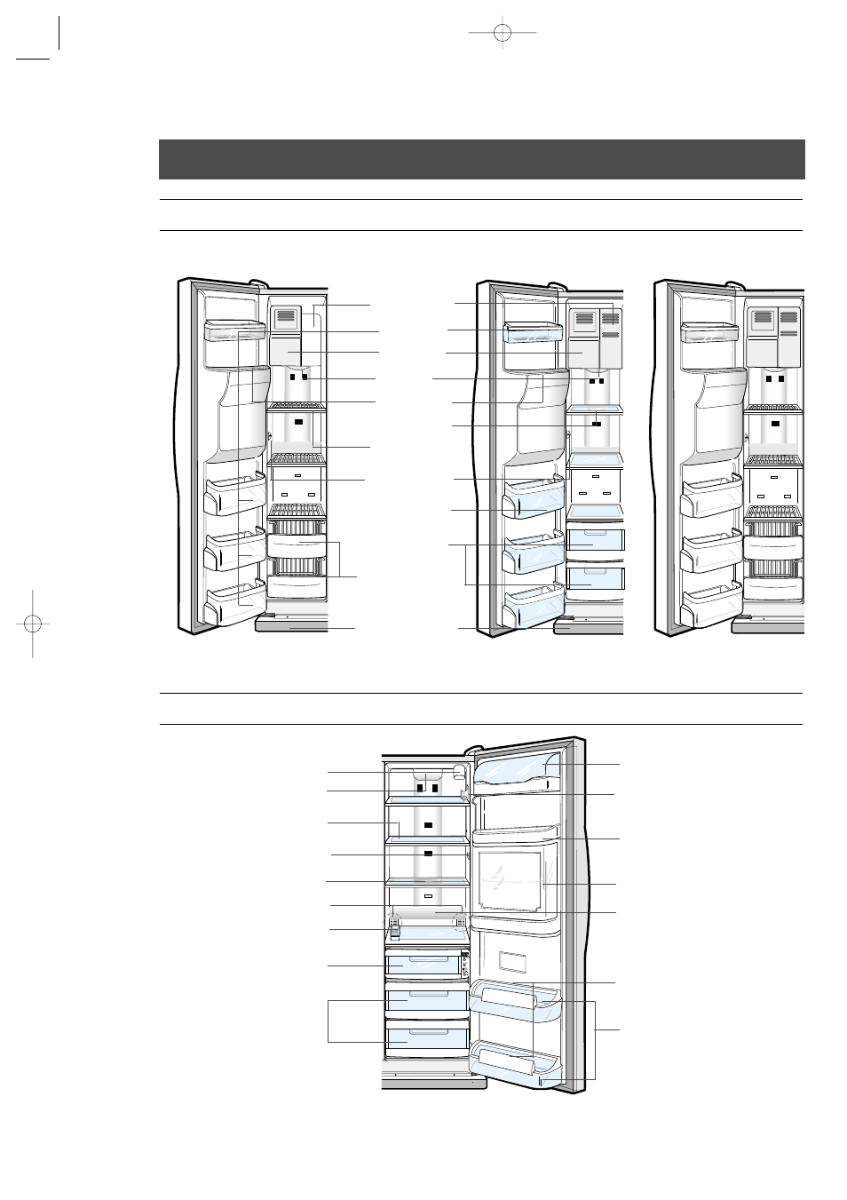 Shelves and bins, Freezer, Refrigerator | Samsung RS2555SL-XAA User Manual | Page 8 / 32