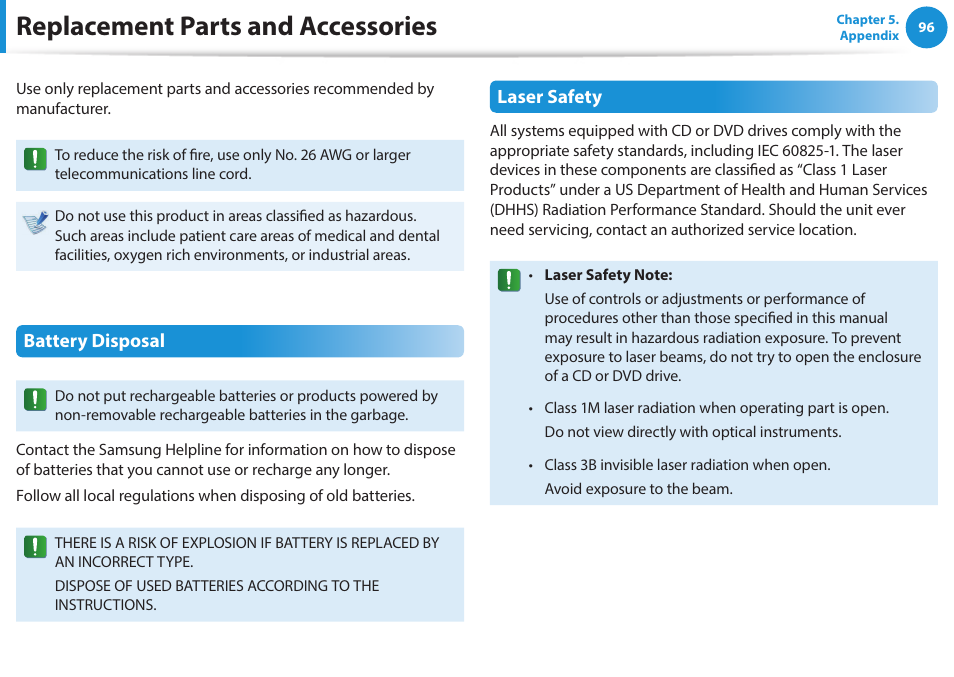 Replacement parts and accessories | Samsung NP915S3G-K01US User Manual | Page 96 / 118