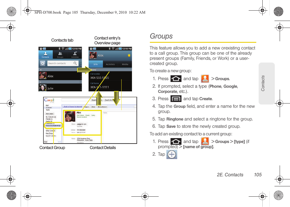 Groups | Samsung OPH-D700ZKMSPR User Manual | Page 119 / 282