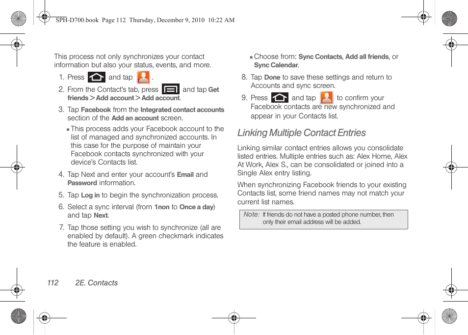 Linking multiple contact entries | Samsung OPH-D700ZKMSPR User Manual | Page 126 / 282