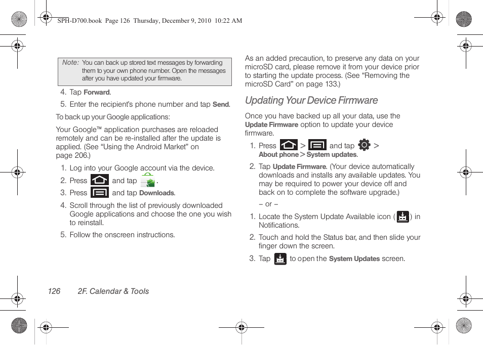 Updating your device firmware | Samsung OPH-D700ZKMSPR User Manual | Page 140 / 282