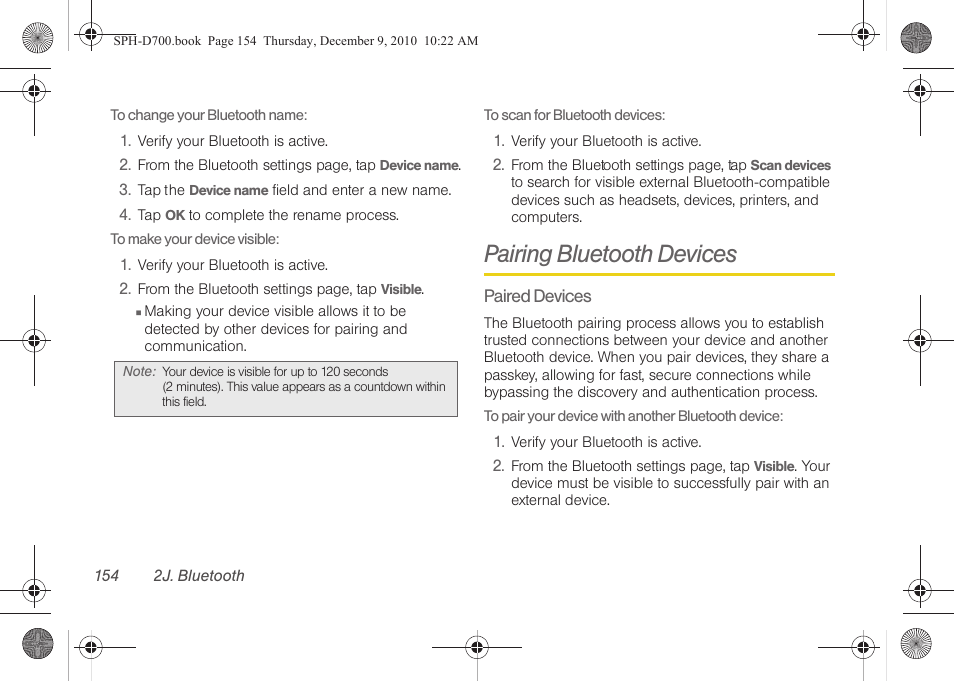Pairing bluetooth devices | Samsung OPH-D700ZKMSPR User Manual | Page 168 / 282