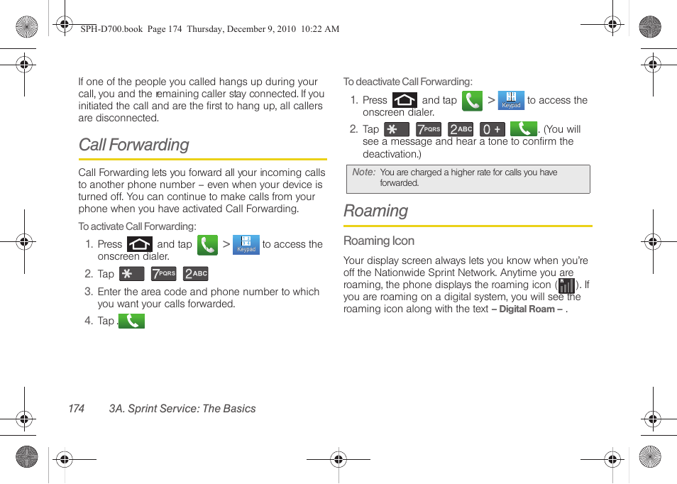 Call forwarding, Roaming, Call forwarding roaming | Samsung OPH-D700ZKMSPR User Manual | Page 188 / 282