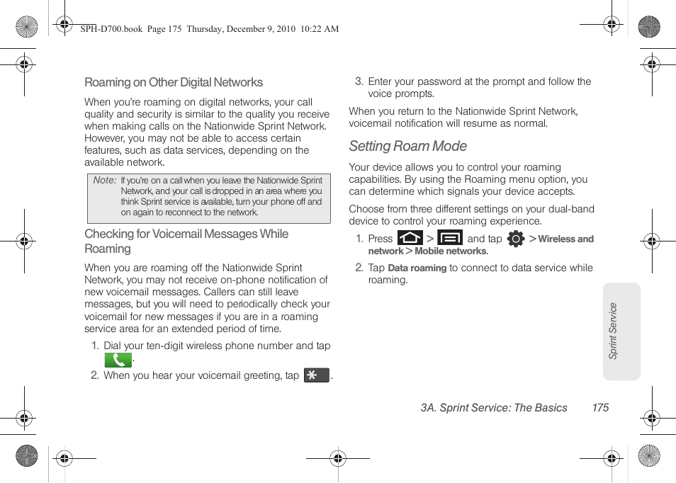 Setting roam mode | Samsung OPH-D700ZKMSPR User Manual | Page 189 / 282