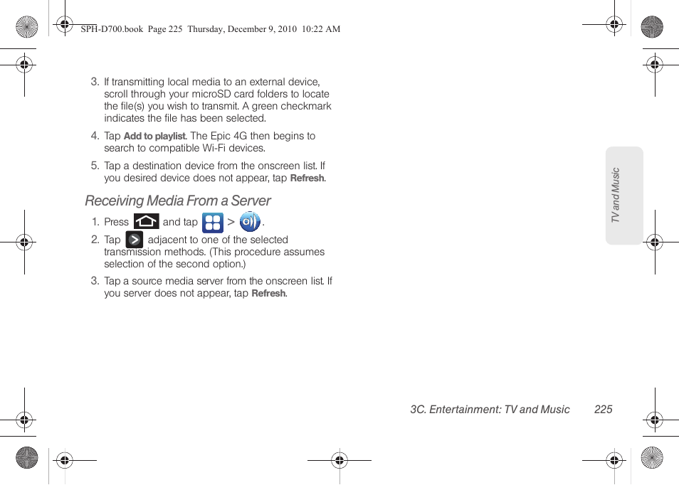 Receiving media from a server | Samsung OPH-D700ZKMSPR User Manual | Page 239 / 282