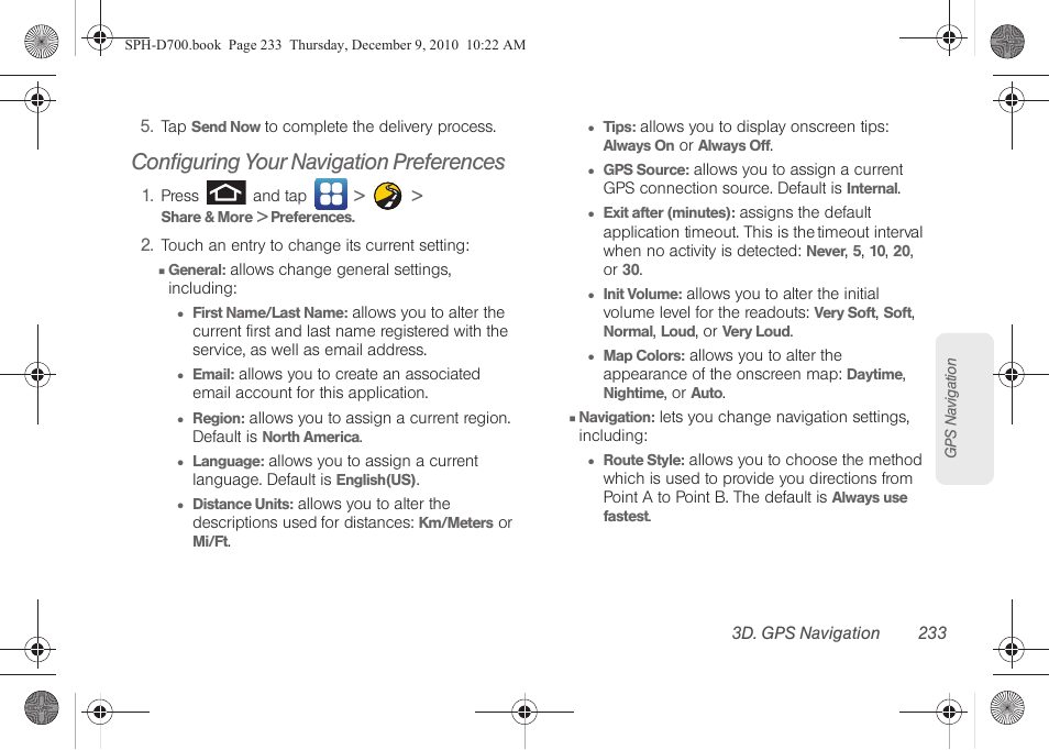 Configuring your navigation preferences | Samsung OPH-D700ZKMSPR User Manual | Page 247 / 282