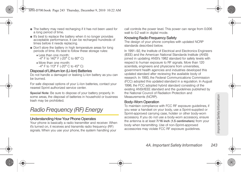 Radio frequency (rf) energy | Samsung OPH-D700ZKMSPR User Manual | Page 257 / 282