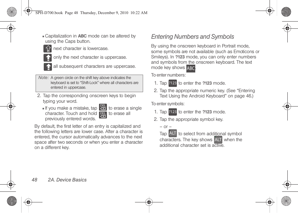 Entering numbers and symbols, Rs. see | Samsung OPH-D700ZKMSPR User Manual | Page 62 / 282