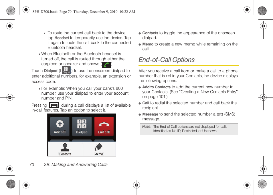 End-of-call options | Samsung OPH-D700ZKMSPR User Manual | Page 84 / 282