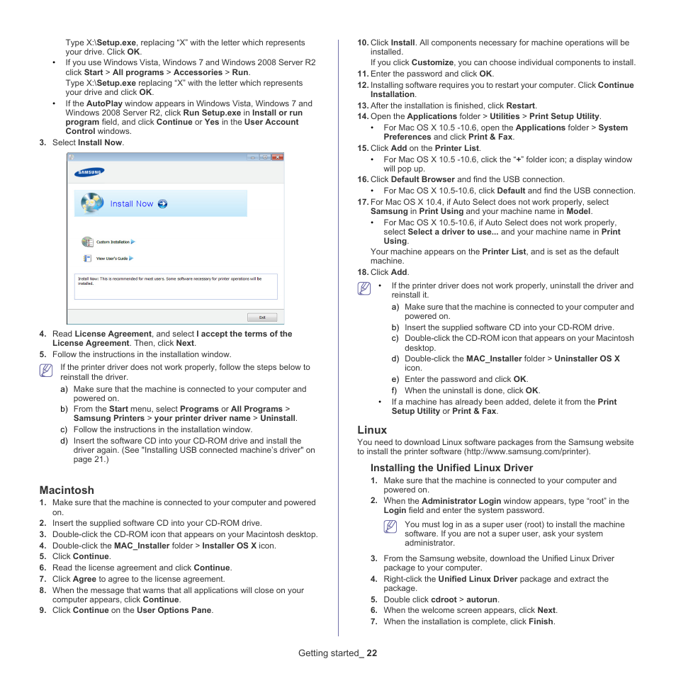 Macintosh, Linux | Samsung ML-2540-XAA User Manual | Page 22 / 66