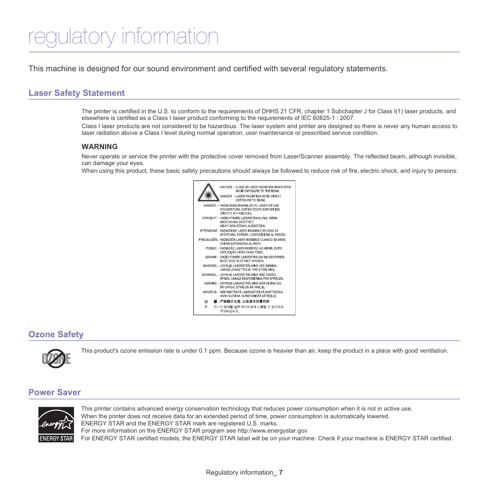 Regulatory information | Samsung ML-2540-XAA User Manual | Page 7 / 66