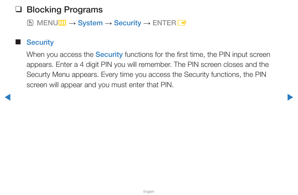 Blocking programs | Samsung PN59D6500DFXZA User Manual | Page 114 / 287