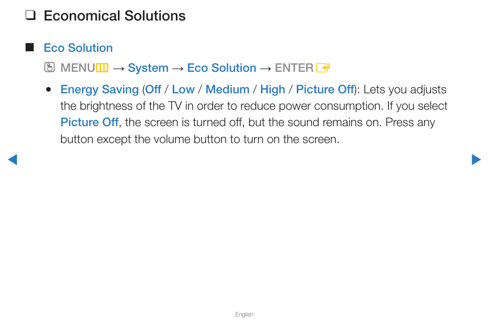 Economical solutions | Samsung PN59D6500DFXZA User Manual | Page 128 / 287