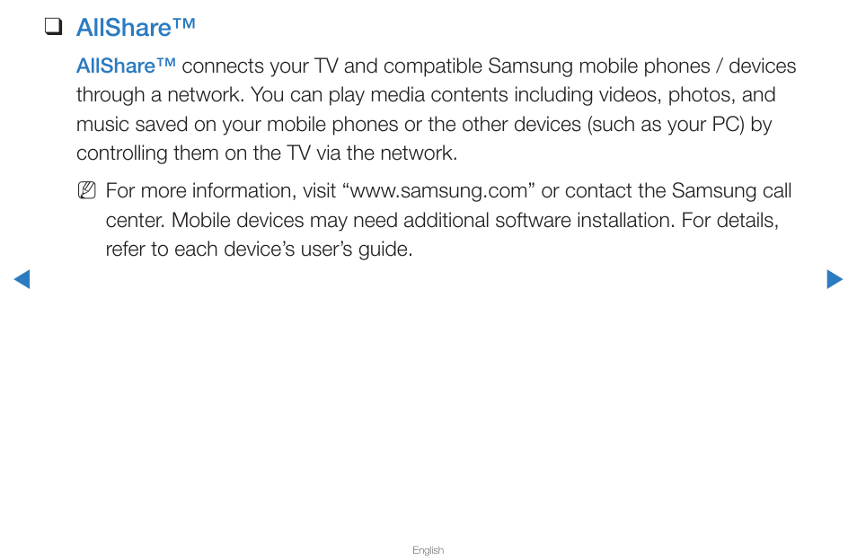 Allshare | Samsung PN59D6500DFXZA User Manual | Page 253 / 287