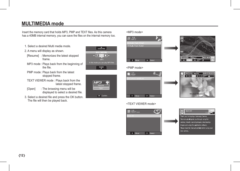 Multimedia mode | Samsung I80 User Manual | Page 13 / 62
