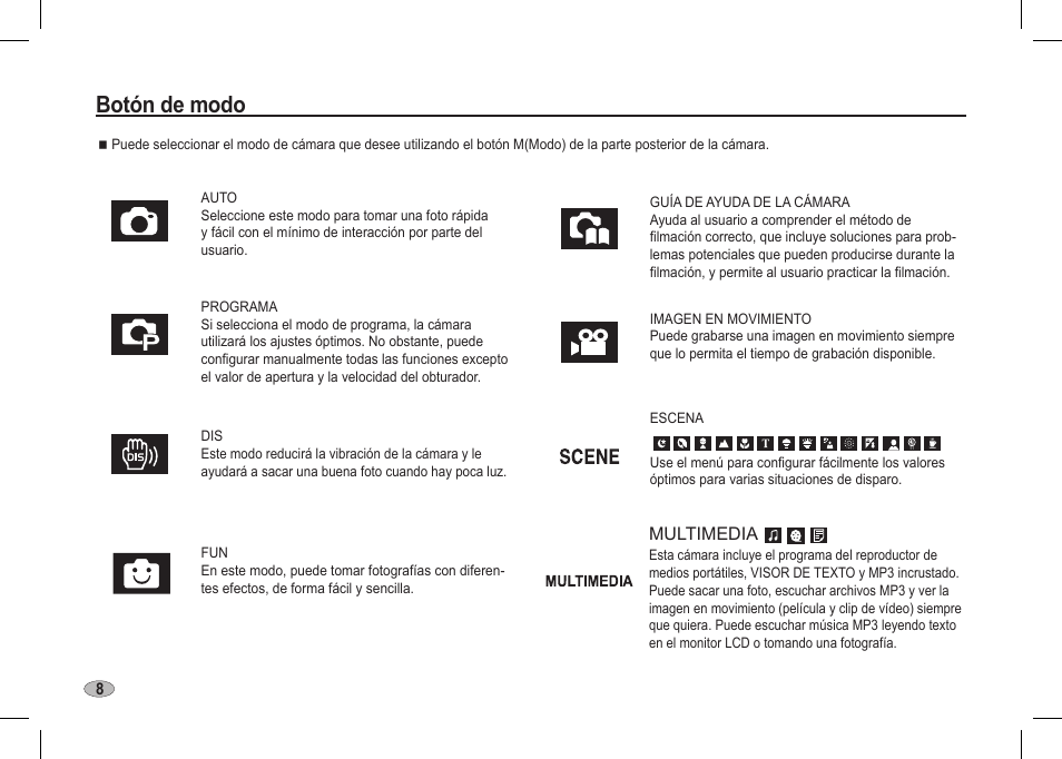 Botón de modo | Samsung I80 User Manual | Page 49 / 62