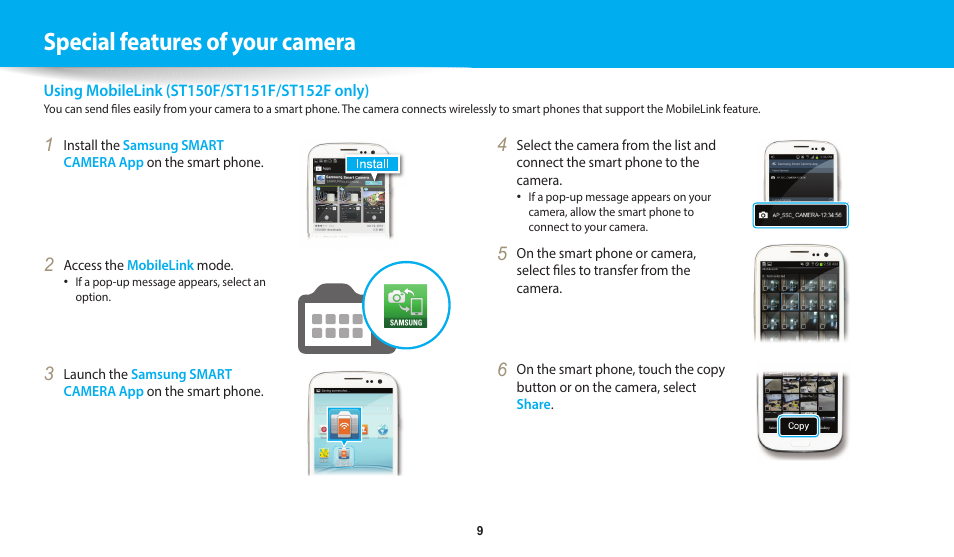 Special features of your camera | Samsung EC-ST150FBPWPY User Manual | Page 10 / 155