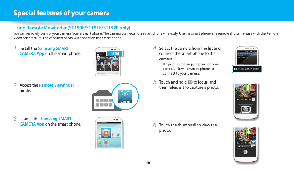 Special features of your camera | Samsung EC-ST150FBPWPY User Manual | Page 11 / 155