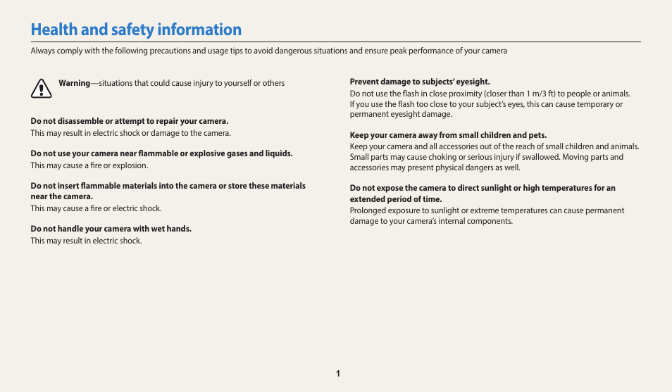 Health and safety information | Samsung EC-ST150FBPWPY User Manual | Page 2 / 155