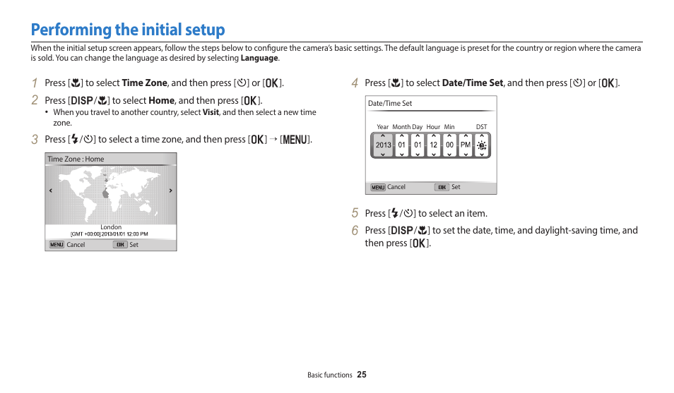 Performing the initial setup | Samsung EC-ST150FBPWPY User Manual | Page 26 / 155