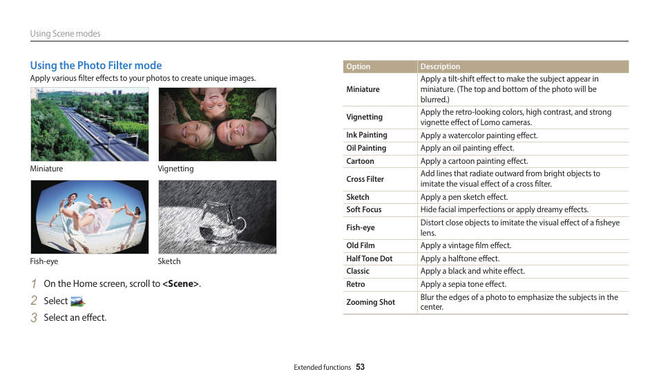 Using the photo filter mode | Samsung EC-ST150FBPWPY User Manual | Page 54 / 155