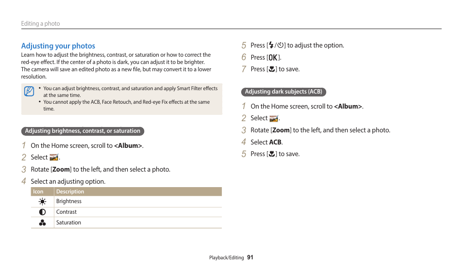 Adjusting your photos | Samsung EC-ST150FBPWPY User Manual | Page 92 / 155