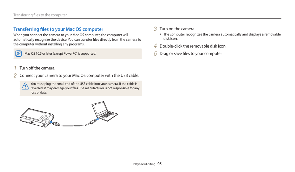 Transferring files to your mac os computer | Samsung EC-ST150FBPWPY User Manual | Page 96 / 155