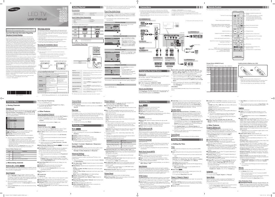 Samsung UN46EH5000FXZA User Manual | 2 pages