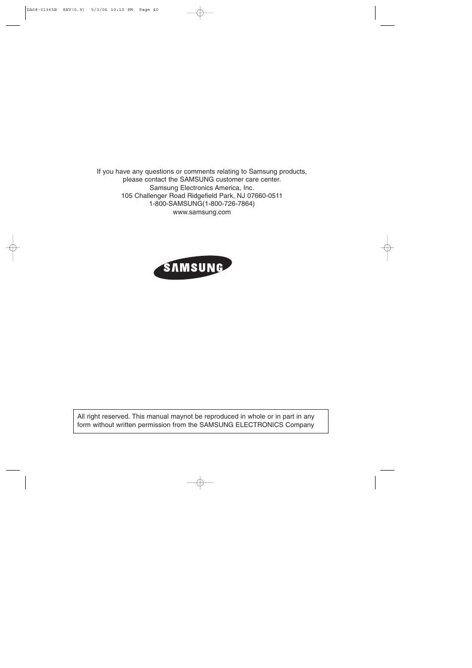 Samsung RS2623SL-XAA User Manual | Page 40 / 40