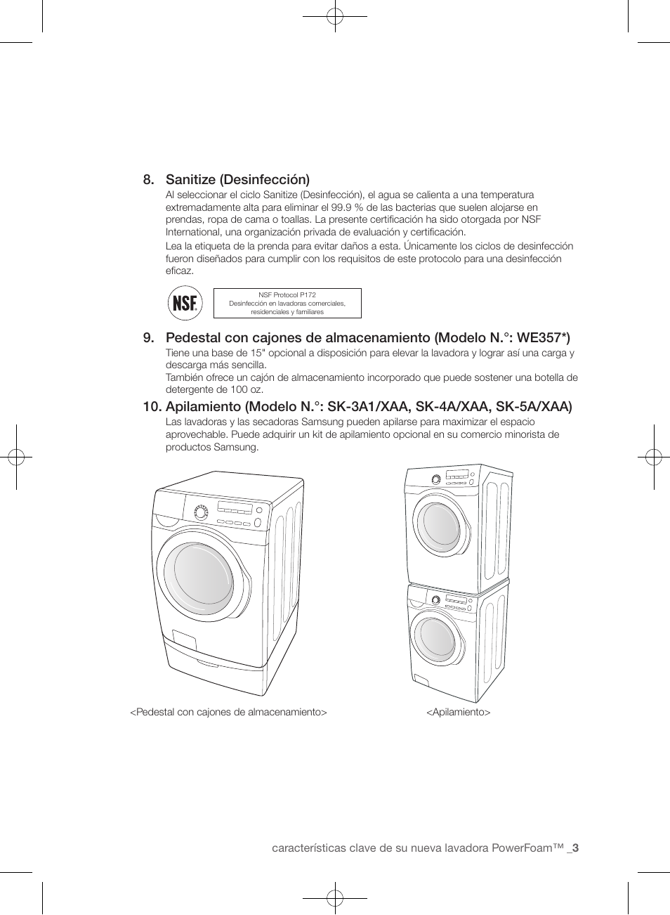 Sanitize (desinfección) | Samsung WF393BTPARA-A1 User Manual | Page 47 / 132