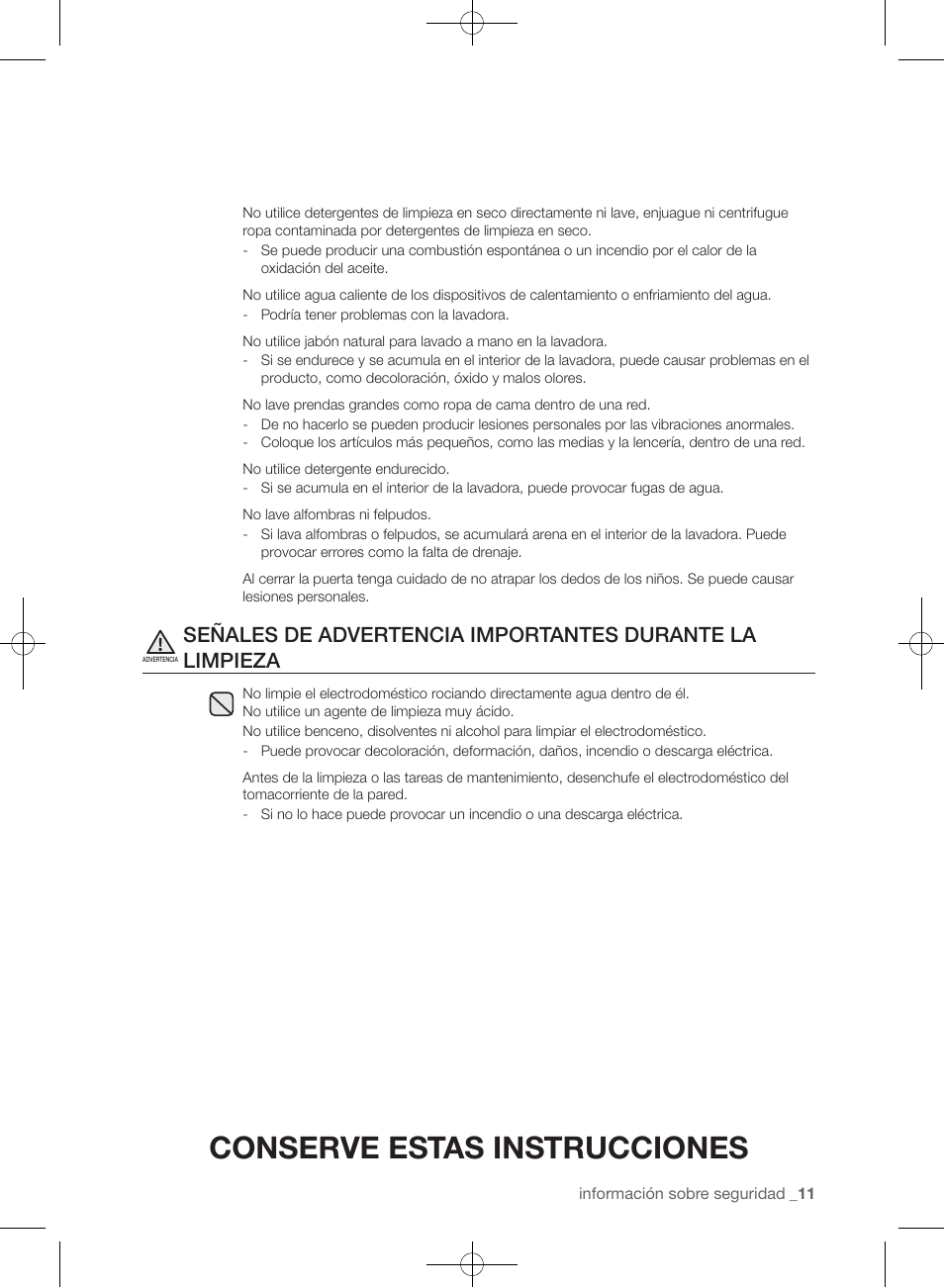 Conserve estas instrucciones | Samsung WF393BTPARA-A1 User Manual | Page 55 / 132