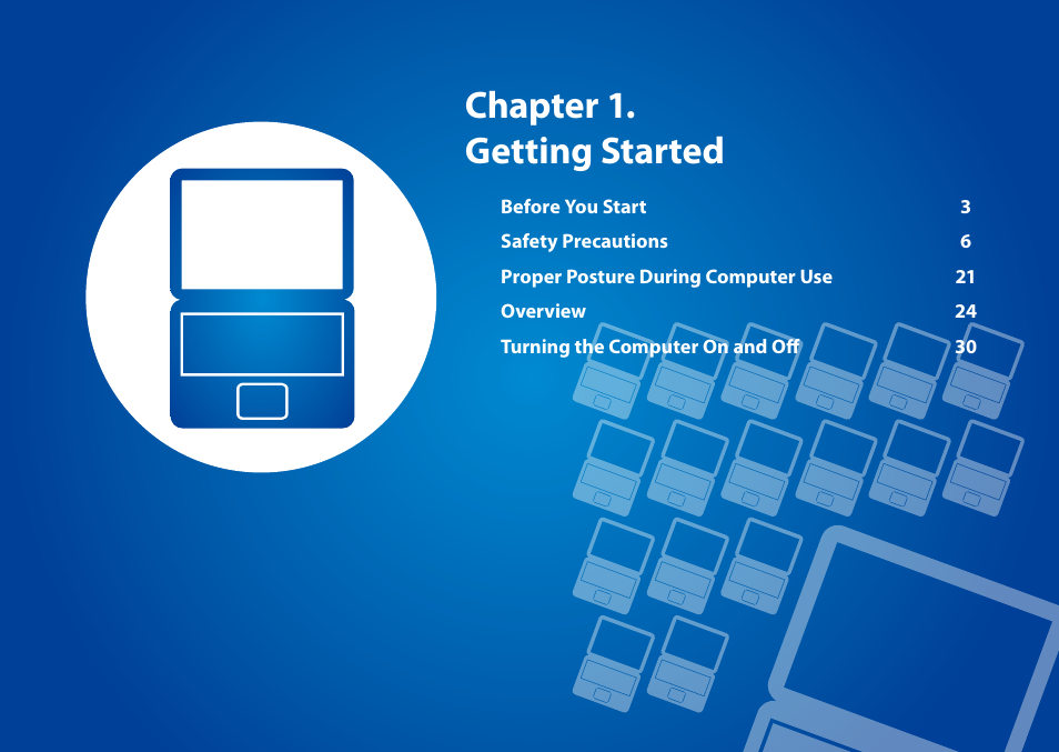 Chapter 1. getting started | Samsung XE700T1C-A04US User Manual | Page 3 / 147