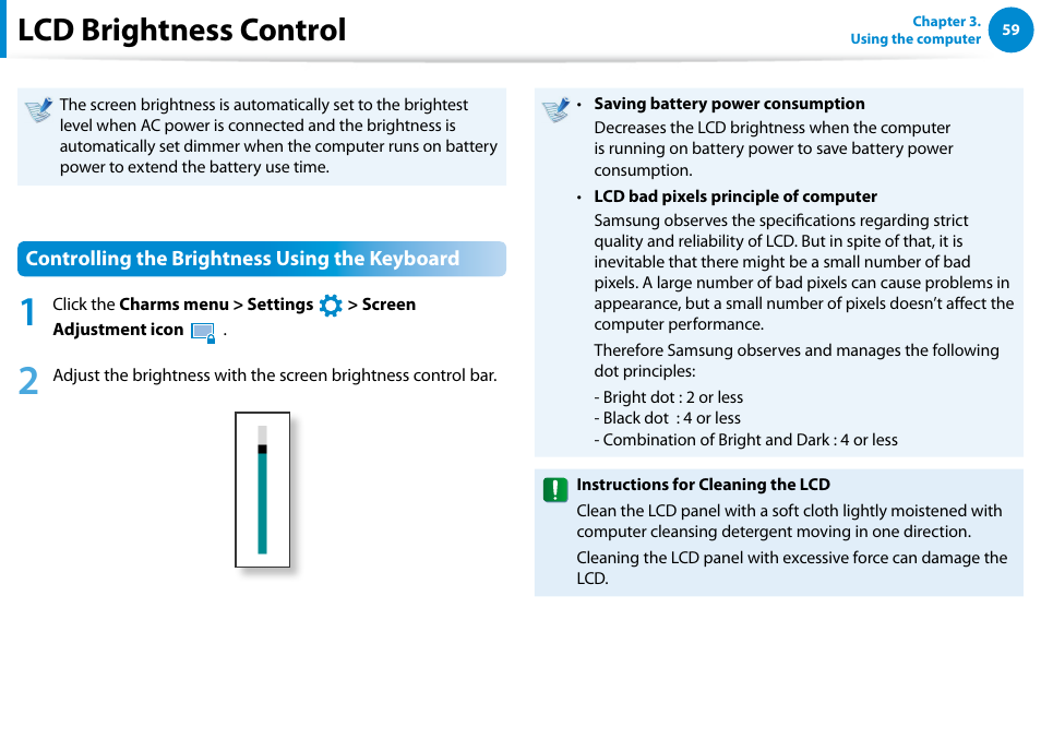 Lcd brightness control | Samsung XE700T1C-A04US User Manual | Page 60 / 147