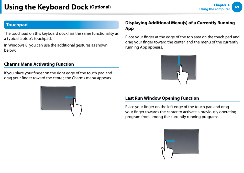 Using the keyboard dock | Samsung XE700T1C-A04US User Manual | Page 70 / 147