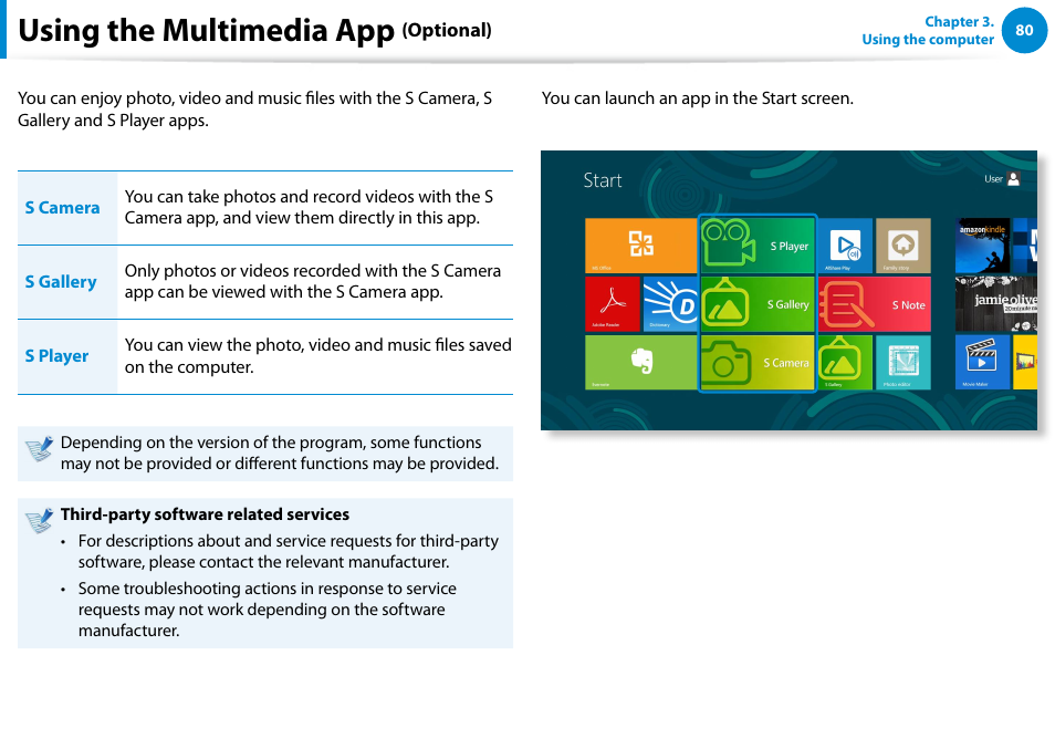 Using the multimedia app (optional), Using the multimedia app | Samsung XE700T1C-A04US User Manual | Page 81 / 147