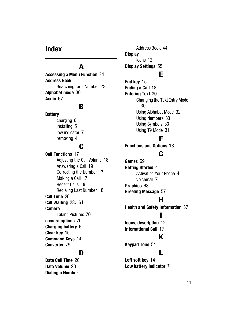 Index | Samsung SGH-A437DAAATT User Manual | Page 115 / 117