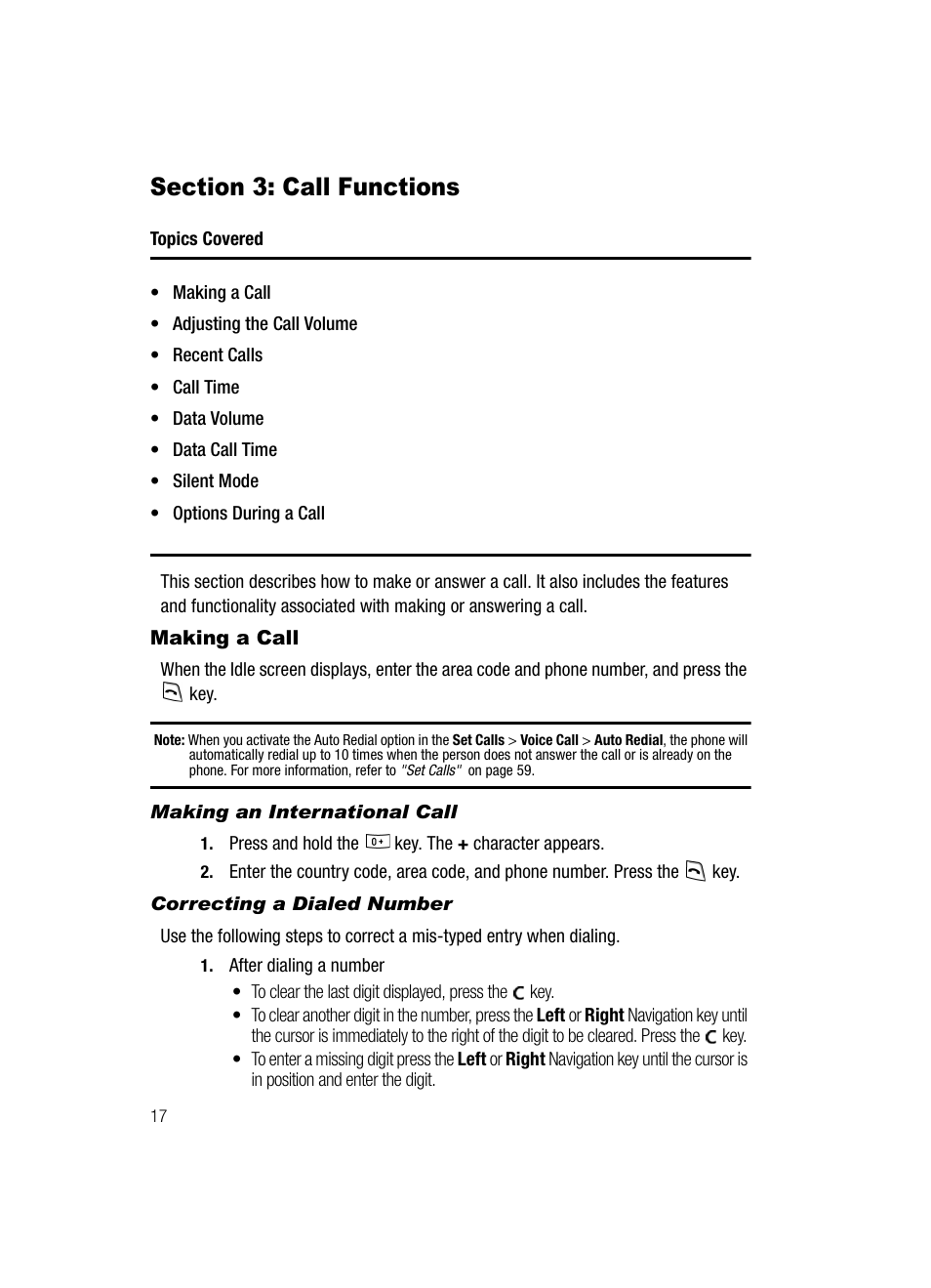 Section 3: call functions, Making a call | Samsung SGH-A437DAAATT User Manual | Page 20 / 117