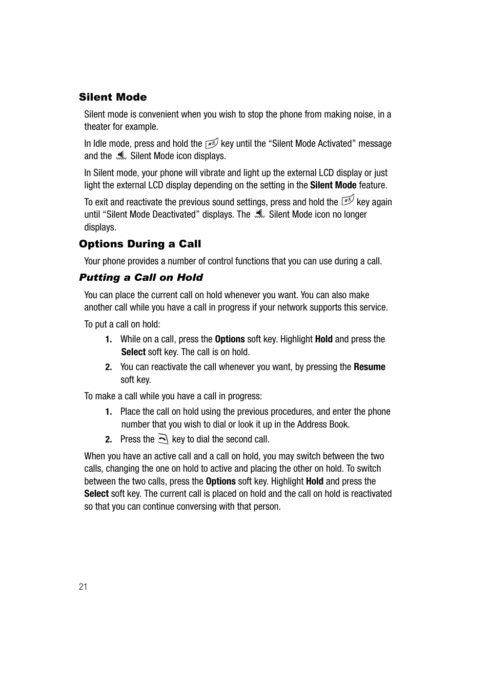 Silent mode options during a call, Silent mode, Options during a call | Samsung SGH-A437DAAATT User Manual | Page 24 / 117