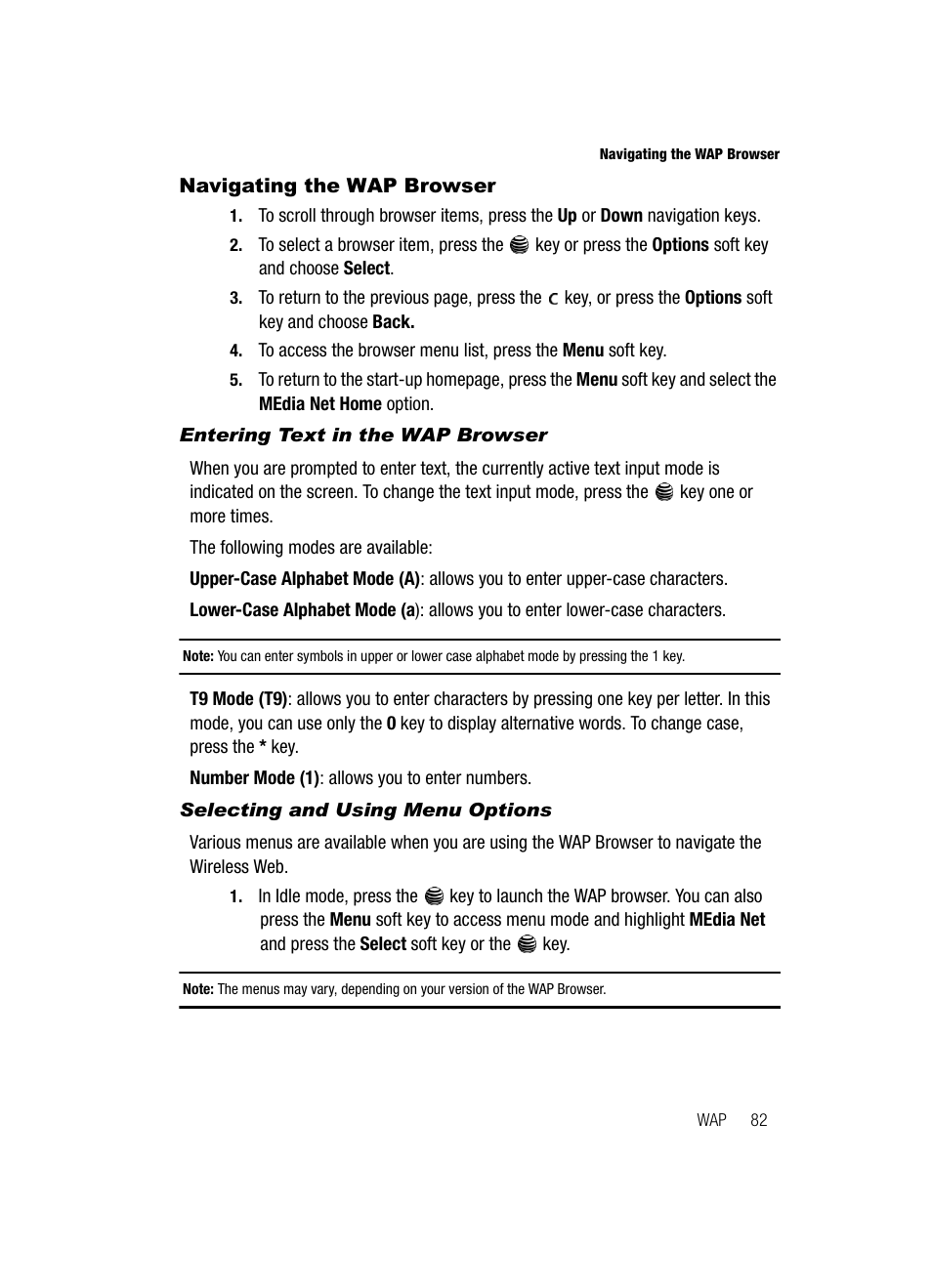 Navigating the wap browser | Samsung SGH-A437DAAATT User Manual | Page 85 / 117