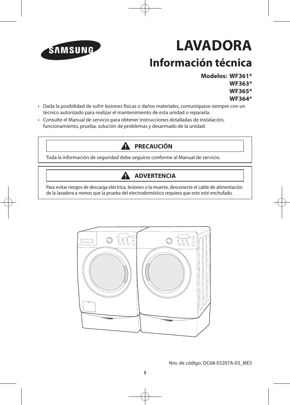 Bigbang]technical_information-03207a-03_mes.pdf, Lavadora, Información técnica | Samsung WF361BVBEWR-A2 User Manual | Page 25 / 72