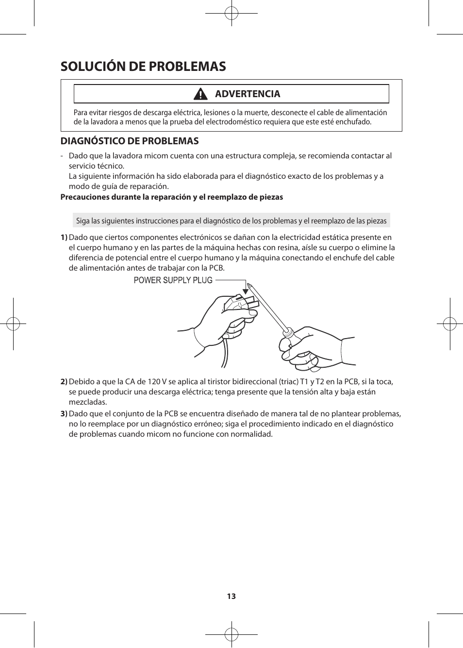 Solución de problemas, Diagnóstico de problemas, Advertencia | Samsung WF361BVBEWR-A2 User Manual | Page 37 / 72