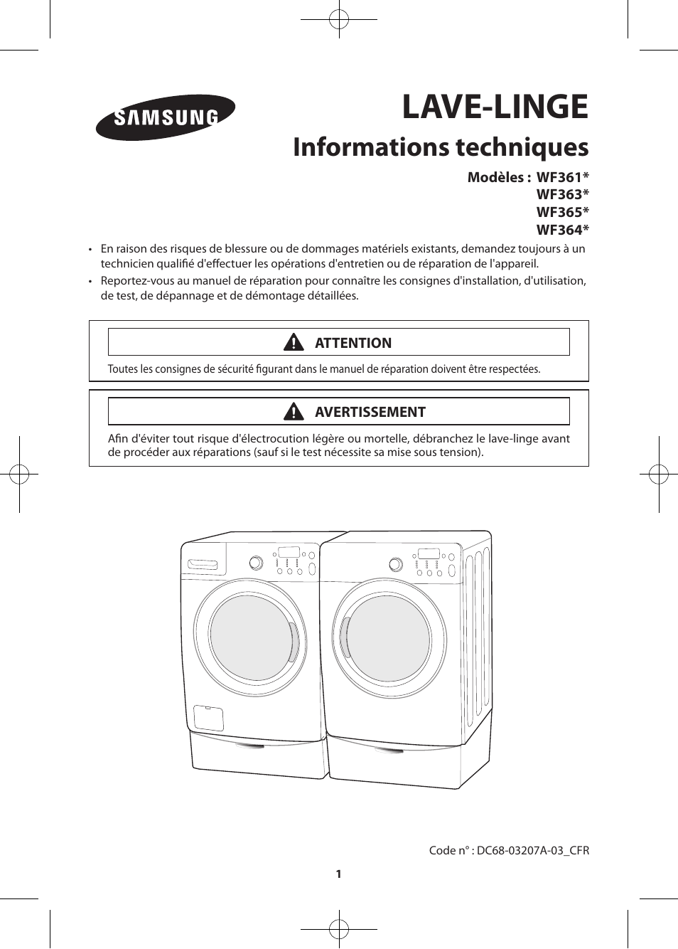 Bigbang]technical_information-03207a-03_cfr.pdf, Lave-linge, Informations techniques | Samsung WF361BVBEWR-A2 User Manual | Page 49 / 72