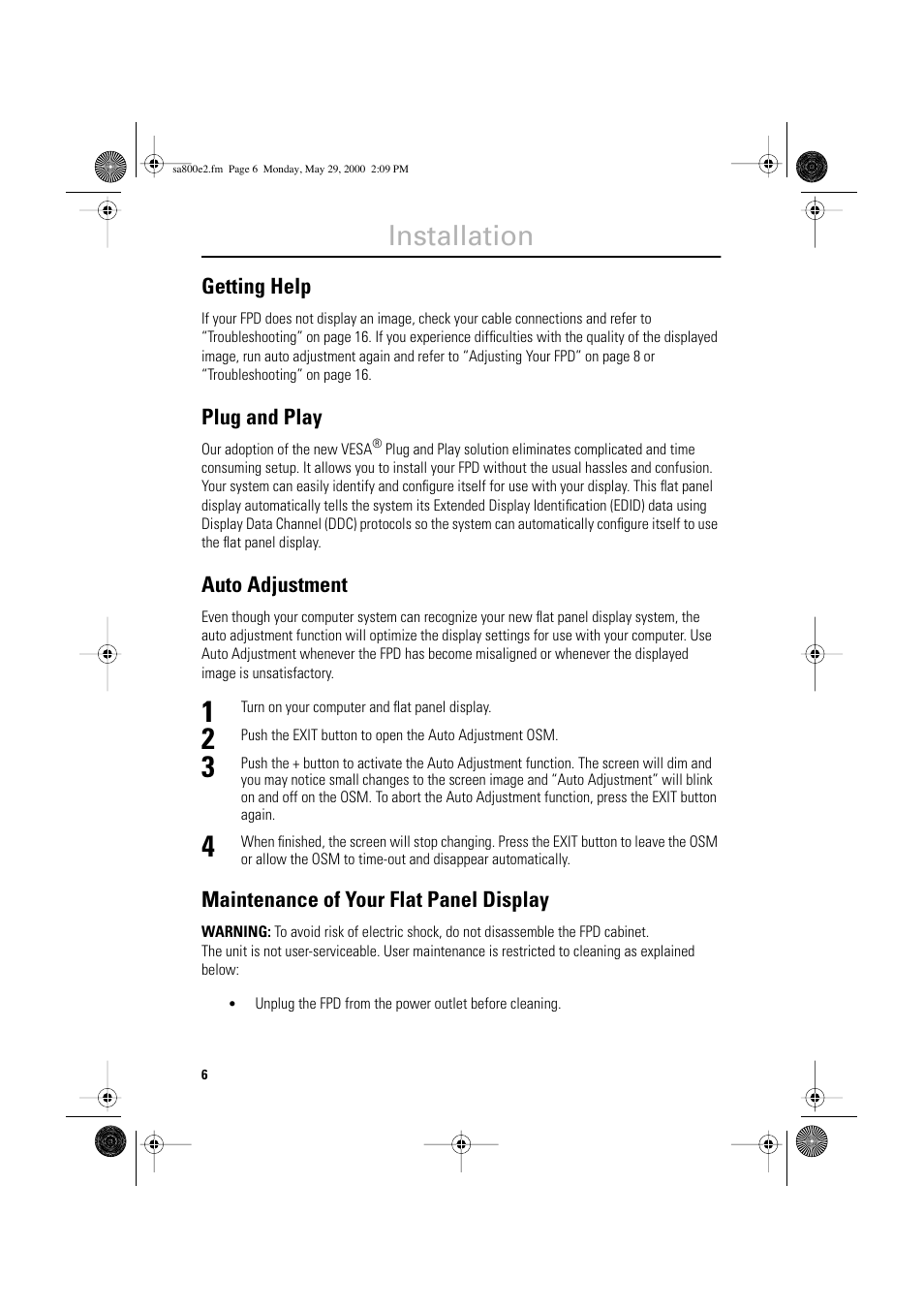 Installation | Samsung LSA800SN-XAA User Manual | Page 8 / 26
