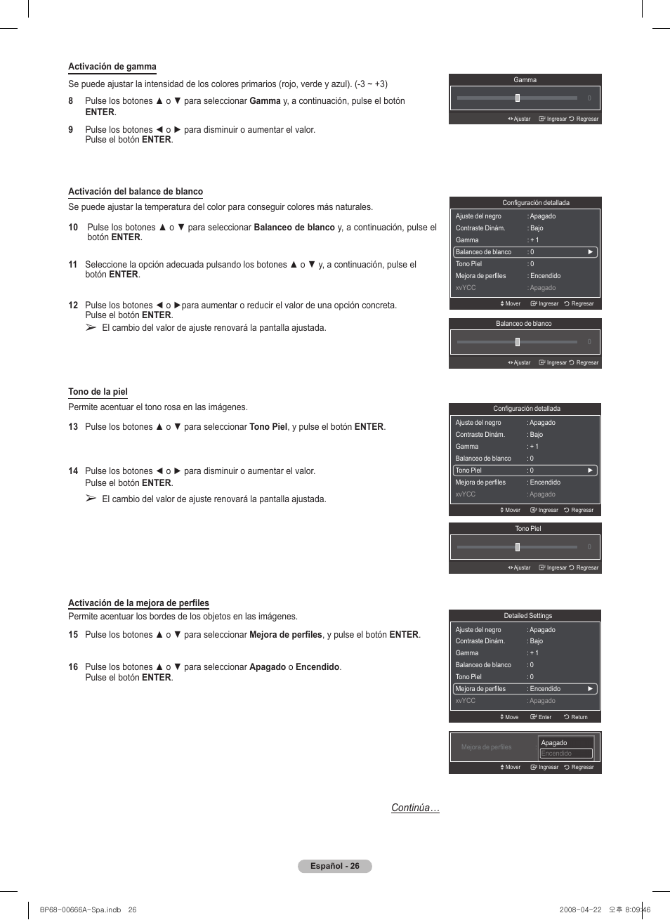 Continúa | Samsung HL67A510J1FXZA User Manual | Page 108 / 157