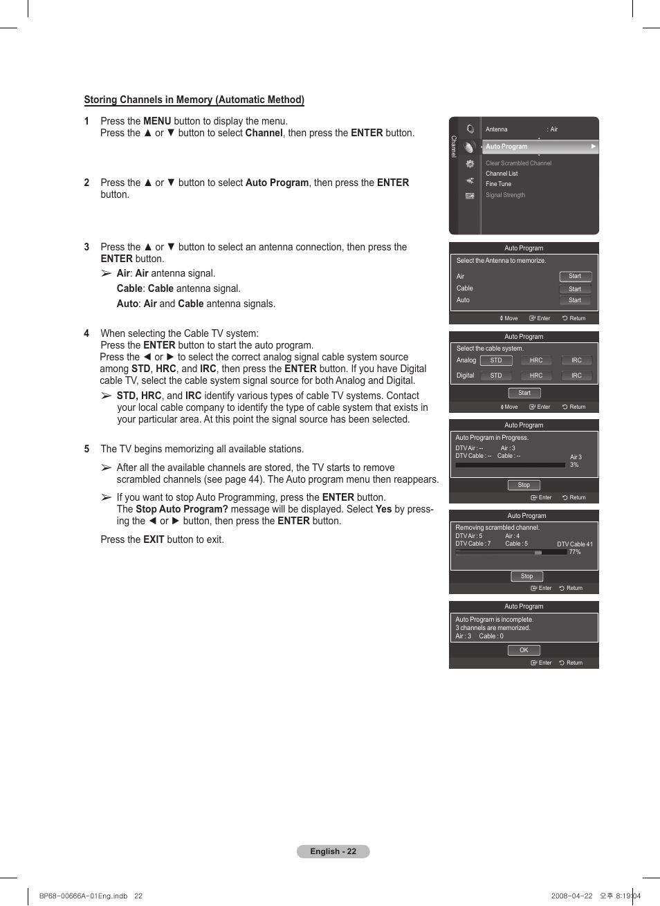 Samsung HL67A510J1FXZA User Manual | Page 22 / 157