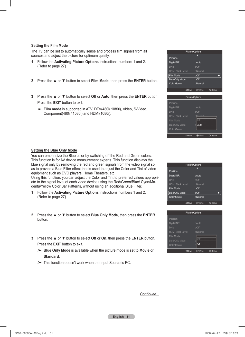 Samsung HL67A510J1FXZA User Manual | Page 31 / 157