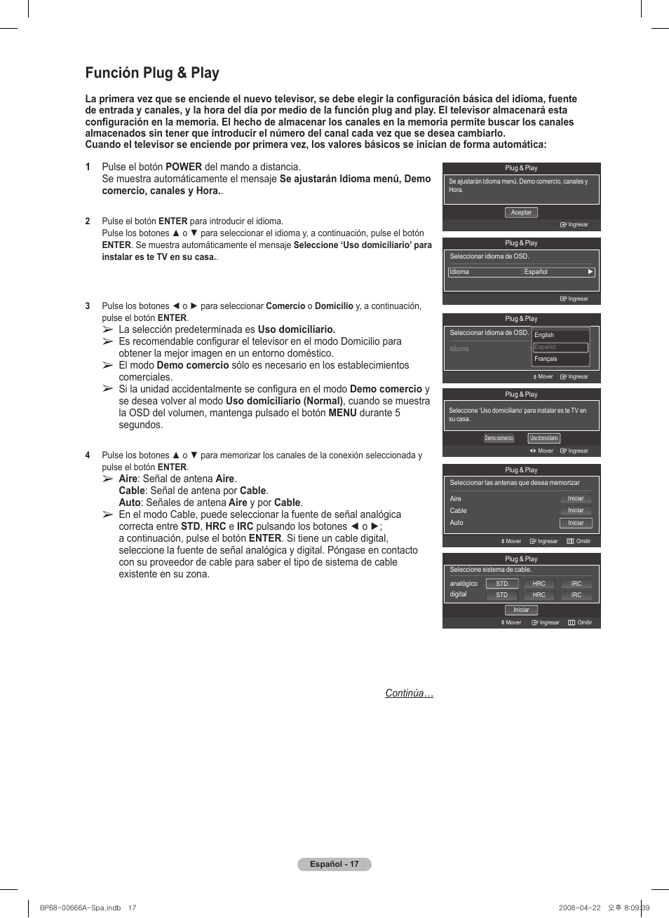 Función plug & play | Samsung HL67A510J1FXZA User Manual | Page 99 / 157