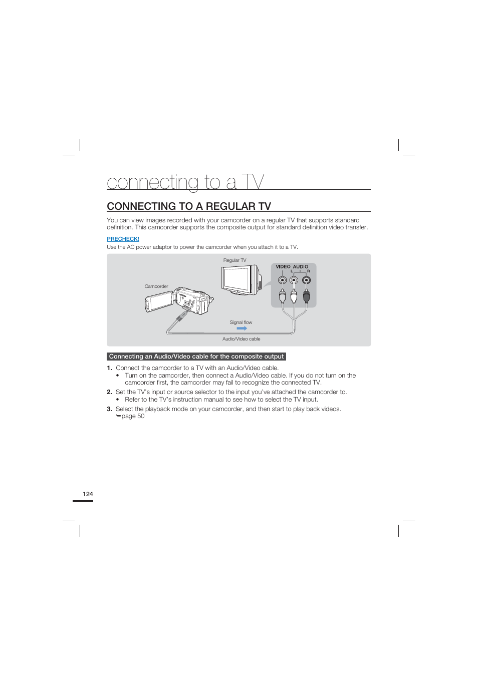 Connecting to a regular tv, Connecting to a tv | Samsung HMX-S15BN-XAA User Manual | Page 134 / 166